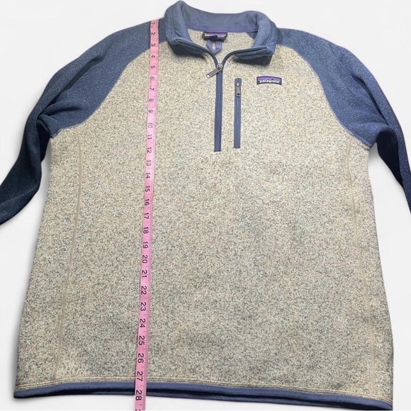 Patagonia Better Sweater Mens Lg Bleached Stone/Dolomite Blue 1/4 Zip - Picture 5 of 7